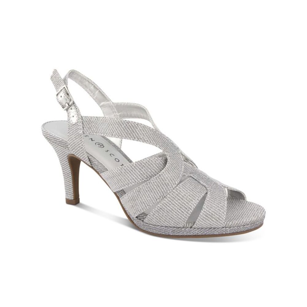 KAREN SCOTT Womens Silver Belindah Round Toe Stiletto Slingback Sandal 9.5 M